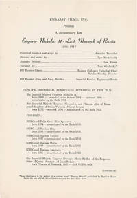 Emperor Nicholas II: Last Monarch of Russia 1894-1917 (Original program for two 1964 screenings of the 1954 film at the Crystal Ballroom at the Delmonico Hotel)