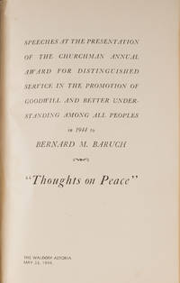 Thoughts on Peace, Inscribed by Bernard Baruch, 1944