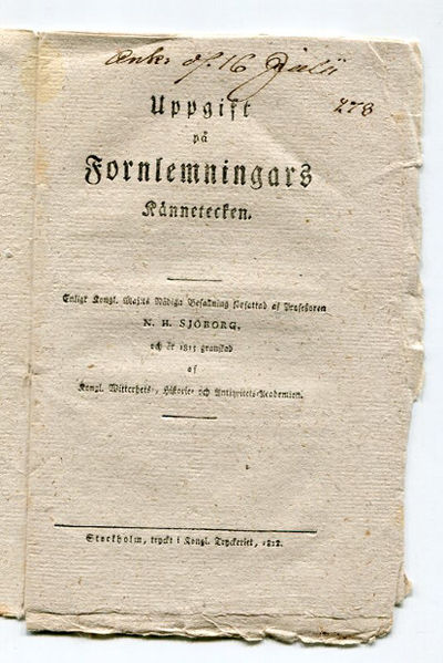 Uppgift på fornlemningars kännetecken. Enligt…