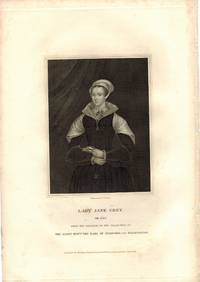 Engraved Portrait of Lady Jane Grey, Three Quarter Length, holding book, by T.A. Dean.