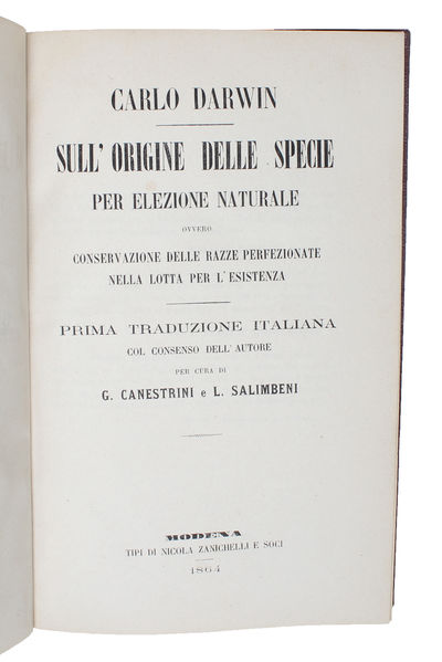 Sull'Origine delle Specie per Elezione Naturale…