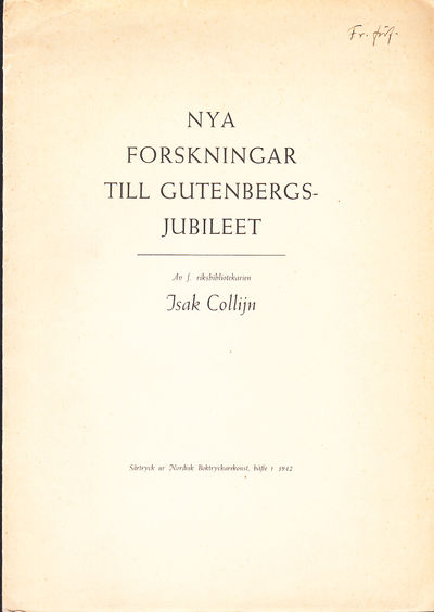 Nya forskningar till Gutenbergsjubileet. [=…