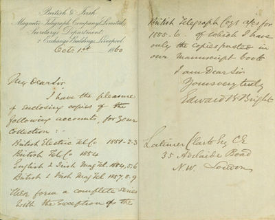 Autograph letter signed to Latimer Clark