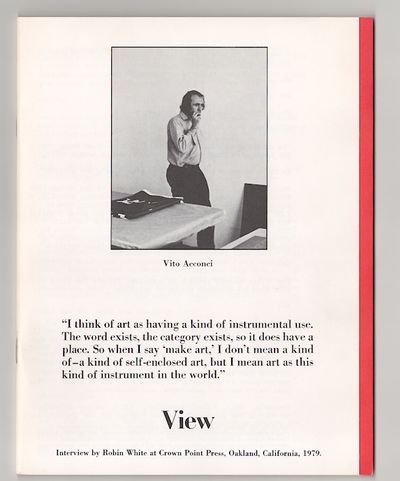 View: Vol. II No. 5/6 October/November, 1979 - Vito Acconci
