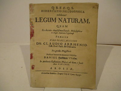 Dissertatio philosophica exhibens legum naturam.