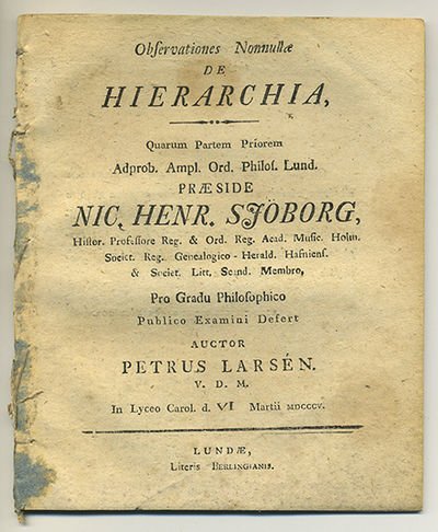 Observationes nonnullæ de hierarchia. I-II.