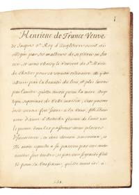 [Histoire d'Henriette d'Angleterre] Early manuscript copy, in French, of Madame De La Fayette's biography of Henriette d'Angleterre (Henrietta of England), daughter of Charles I of England and sister of Charles II