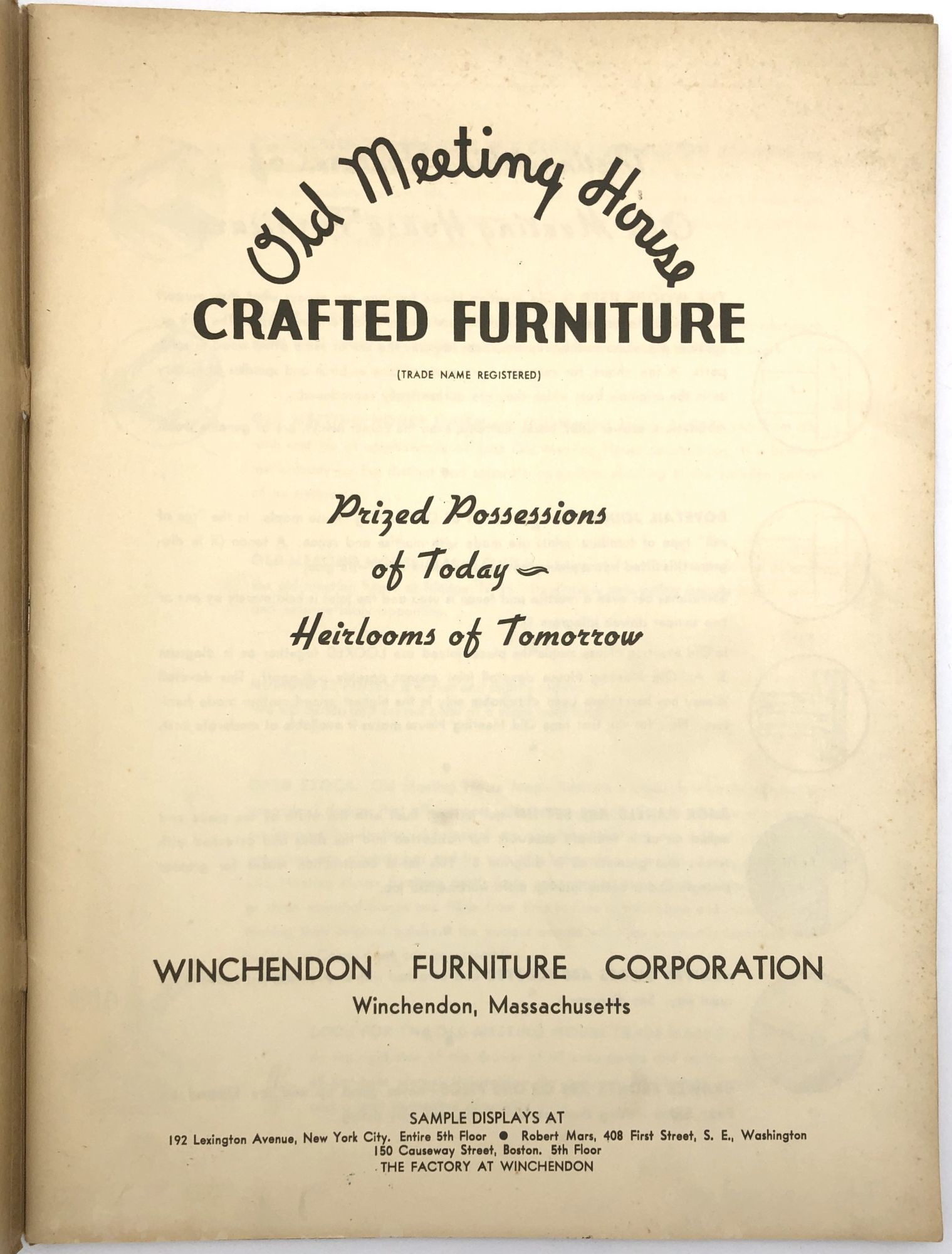 Old Meeting House Crafted Furniture Winchendon Furniture Corporation
