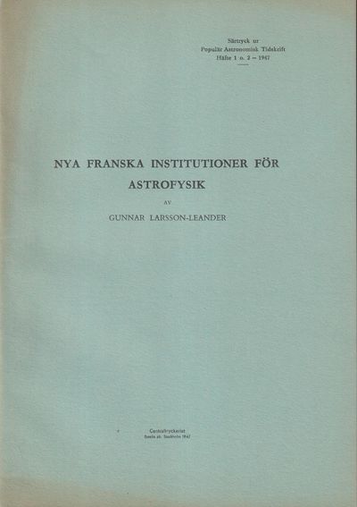Nya franska institutioner för astrofysik [=…
