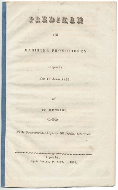 Predikan vid magister-promotionen i Upsala den 16…