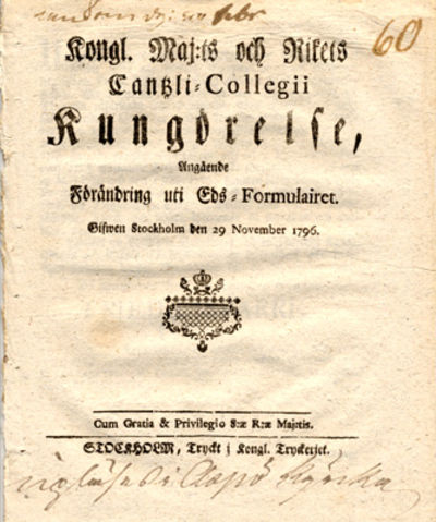 Kongl. Maj:ts och Rikets Cantzli-Collegii…
