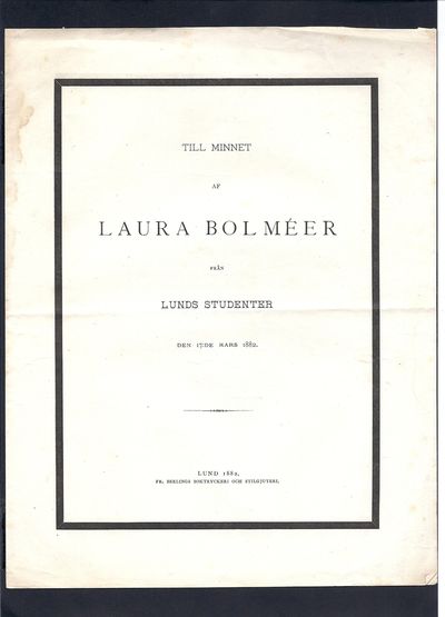 Till minnet af Laura Bolméer från Lunds studenter…