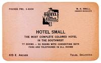 Original Business Card for the Hotel Small, "The Most Complete Colored Hotel in the Southwest