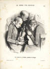 Les Bonnes Têtes Musicales. No. 8. Un orchestre de théâtre, pendant le dialogue. A humorous print depicting three theatre musicians (two violinists and one keyboard player) apparently asleep on the job. Lithograph by Fréderic Bouchot (1798-1850)