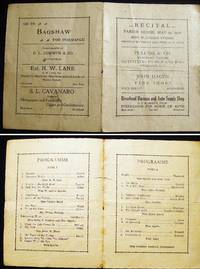 Recital Parish House, May 25, 1917 Miss M. Louise Sparks Assisted By Pupils and Prof. R.H. Lutz