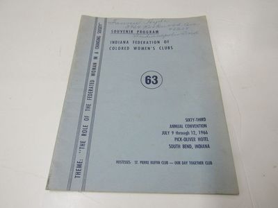 Souvenir Program Indiana Federation of Colored Woman's Clubs 63rd Annual Convnetion