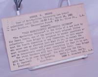 Arthur E. Briggs, Dean of Metropolitan University Law School...at Saturday Lunch Club...Subject: "This Magnificently Mysterious Universe" [Postcard advertising a talk by Briggs]