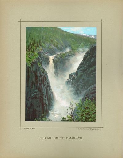 Fra Norge. Akvareller. 1. serie. Rjukanfos - Buarbræen - Fra Jotunheimen - Fra Memrutungen - Fra Loen - Fjærlandsfjorden - Nærødalen - Geirangerfjord - Fra Odde - Horungerne - Fra Aadalen - Fra Nordmarken. (photo 2)