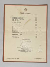 [Meny] Hotel Eggers Göteborg. Den 20.9.45.