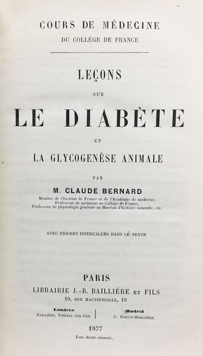 Lecons sur le diabete, et la glycogenese animale