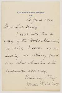 Autograph Letter Signed to Horace, (Joseph Hodges, 1832-1917, Lawyer and Orator, U.S. Ambassador...