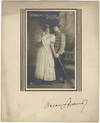 Autograph signature on mount below vintage postcard photograph of characters from the composer's operetta "Ein Walzertraum.