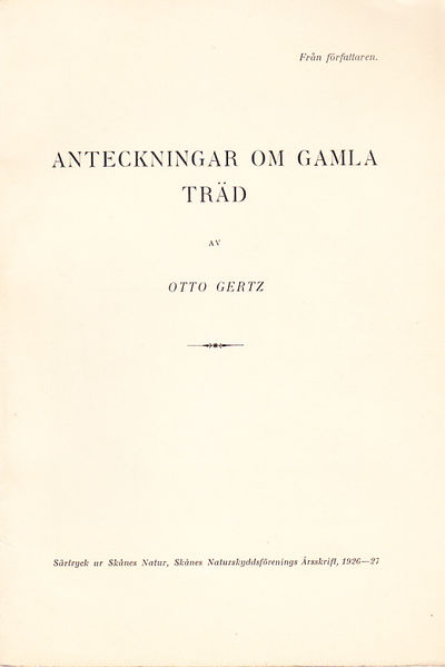 Anteckningar om gamla träd [= omslagstitel].