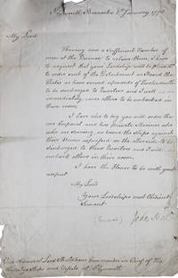 Letter signed to Vice Admiral Shuldham