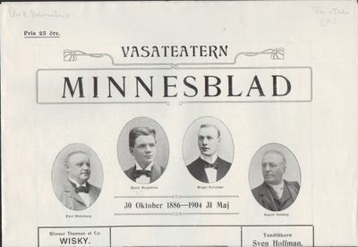 Vasateatern. Minnesblad. 30 oktober 1886 - 1904…