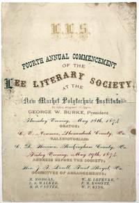 Ticket to the Fourth Annual Commencement of the Lee Literary Society, May 28th 1874