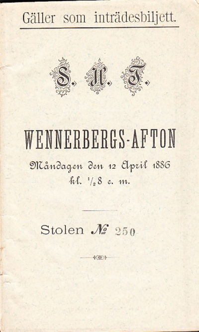 Wennerbergs-afton. Måndagen den 12 april 1886 kl.…