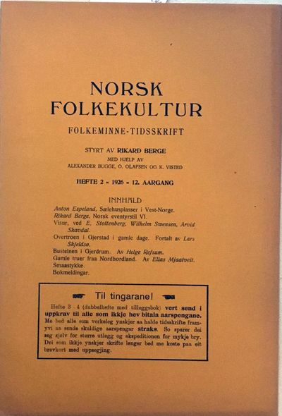 Folkeminne-Tidsskrift. Hefte 2. 1926 - 12.…