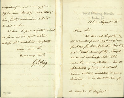 Autograph letter signed to Charles Tilston Bright