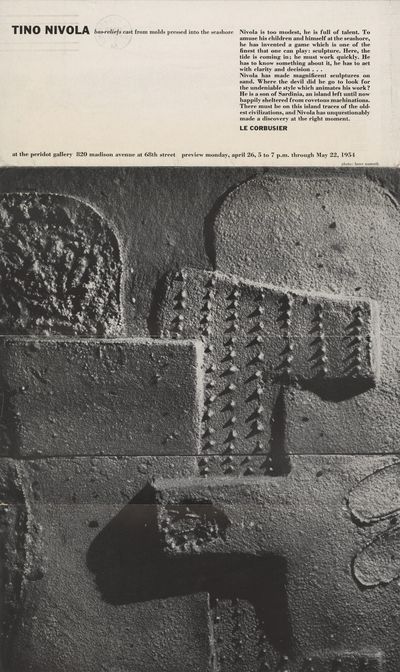 Original promotional mailer for an exhibition of the work of Tino Nivola, held at the Peridot Gallery in New York in 1954