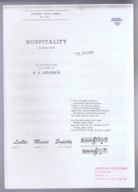 cover of Hospitality, Sacred Song. C Minor, middle C to E. An old Scottish rune set to music. Western Vocal series No. 7502
