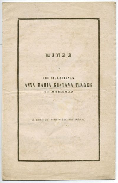 Minne af fru biskopinnan Anna Maria Gustava…