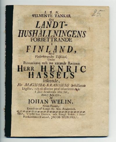 Velmente tankar om landthushållningens…