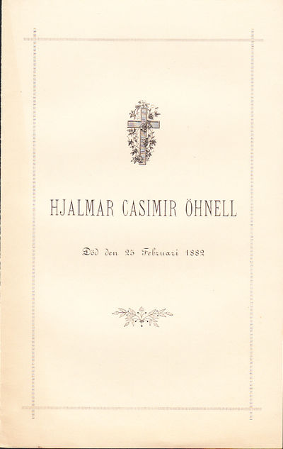 Hjalmar Casimir Öhnell. Död den 25 fabruari 1882.