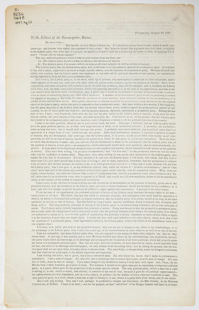 To the Editors of The Emancipator, Boston
