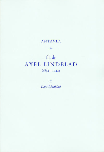 Antavla för fil. dr Axel Lindblad (1874-1944).