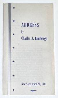 cover of Address by Charles A. Lindbergh. New York, April 23, 1941