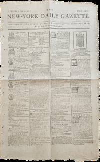 June 30, 1789 edition of the New-York Daily Gazette, with Reports on the French Revolution and Relations with Indigenous Americans, and Including an Advertisement for the Return of Two Escaped Enslaved Men