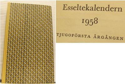 Esseltekalendern 1958. Tjugoförsta årgången.