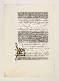 (INCUNABULAR LEAF WITH ILLUMINATION). DE CIVITATE DEI by AURELIUS AUGUSTINUS - 1470 - from Phillip J. Pirages Fine Books and Medieval Manuscripts (SKU: ST16379-202)