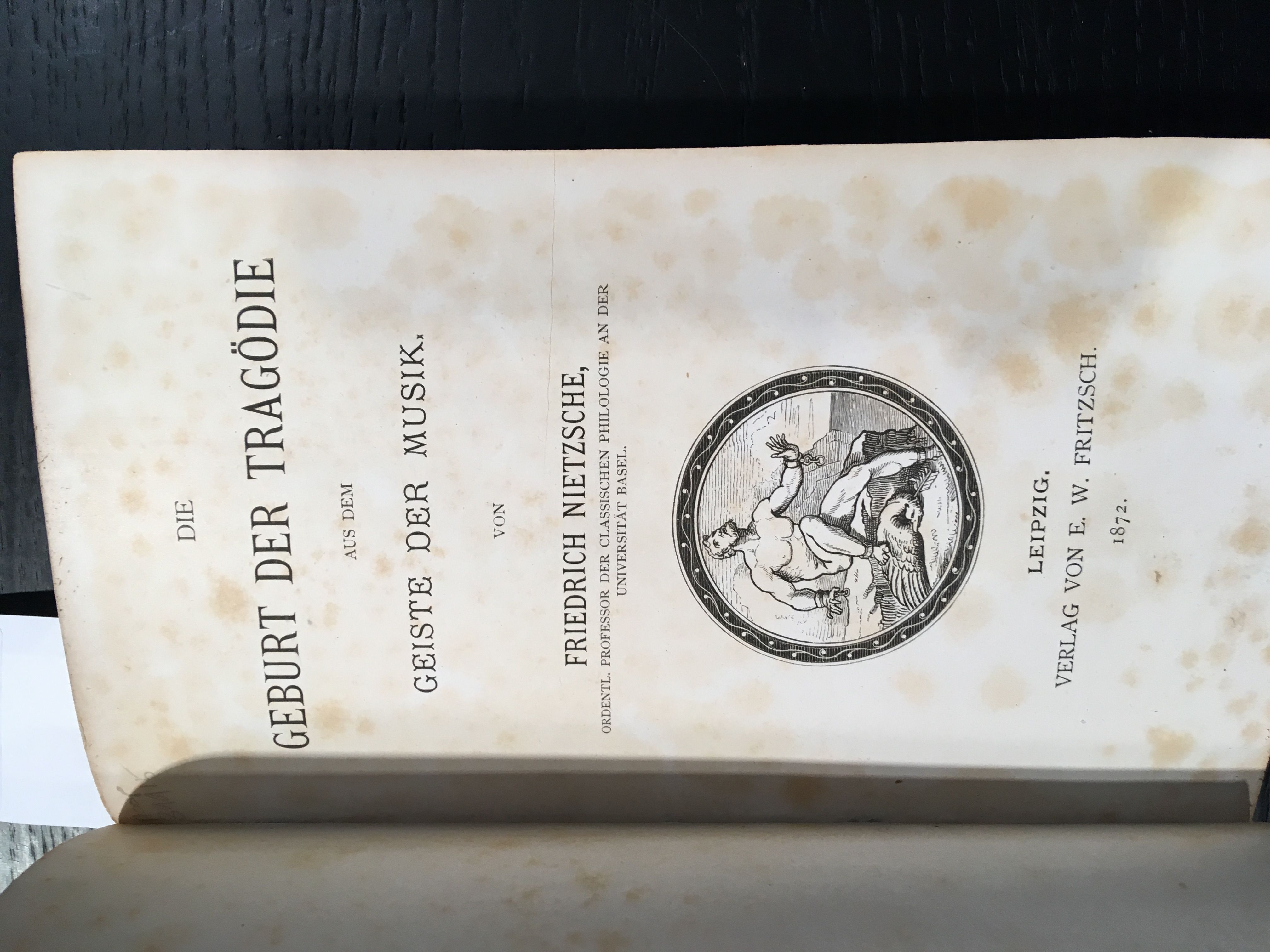 Die Geburt Der Tragodie The Birth Of Tragedy By Friedrich Nietzsche First Edition 1872 From Eternal Return Antiquarian Bookshop Sku 511