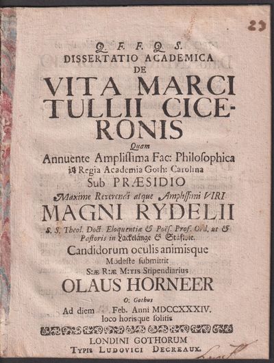 Dissertatio academica de vita Marci Tullii…