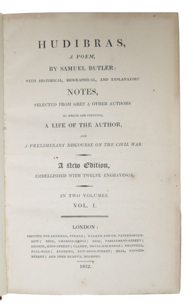 Hudibras, A Poem. With historical, biographical, and explanatory Notes, selected from Grey & other Authors. To which are prefixed, A Life of the Author, and a preliminary Discourse on the Civil War. A New Edition. 2 vols. (photo 2)