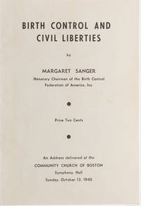 Birth Control and Civil Liberties by Sanger, Margaret - 1940