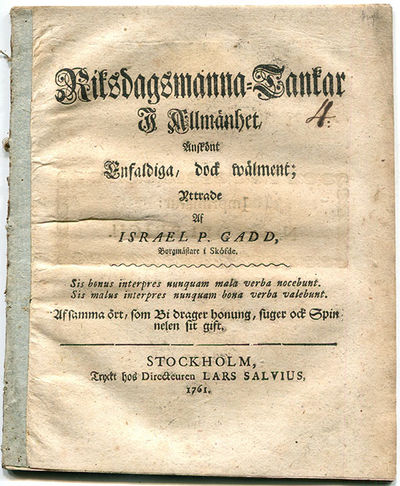 Riksdagsmanna-tankar i allmänhet, änskönt…