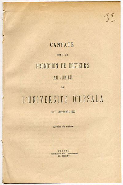 Cantate pour la promotion de docteurs au jubilé…